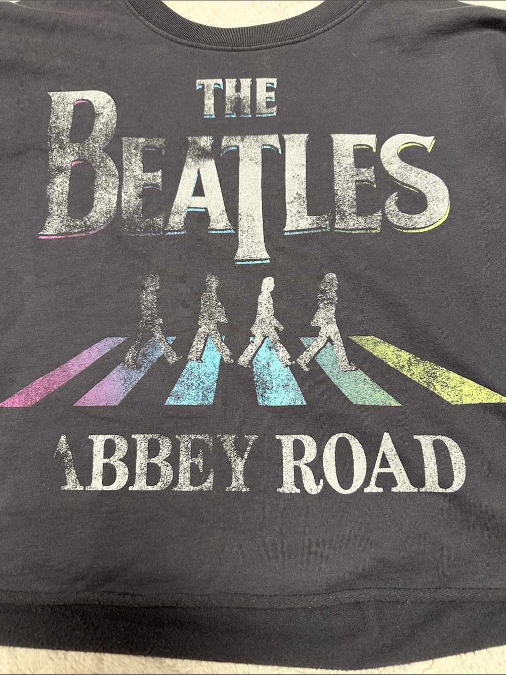 The Beatles Abbey Road Gray Crop Sweatshirt Sz Small
